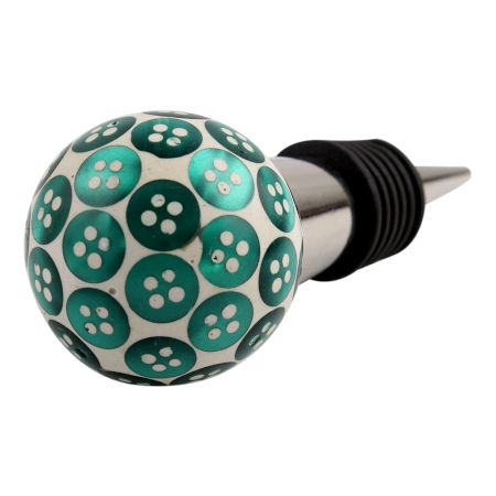 Green Button Wine Stopper